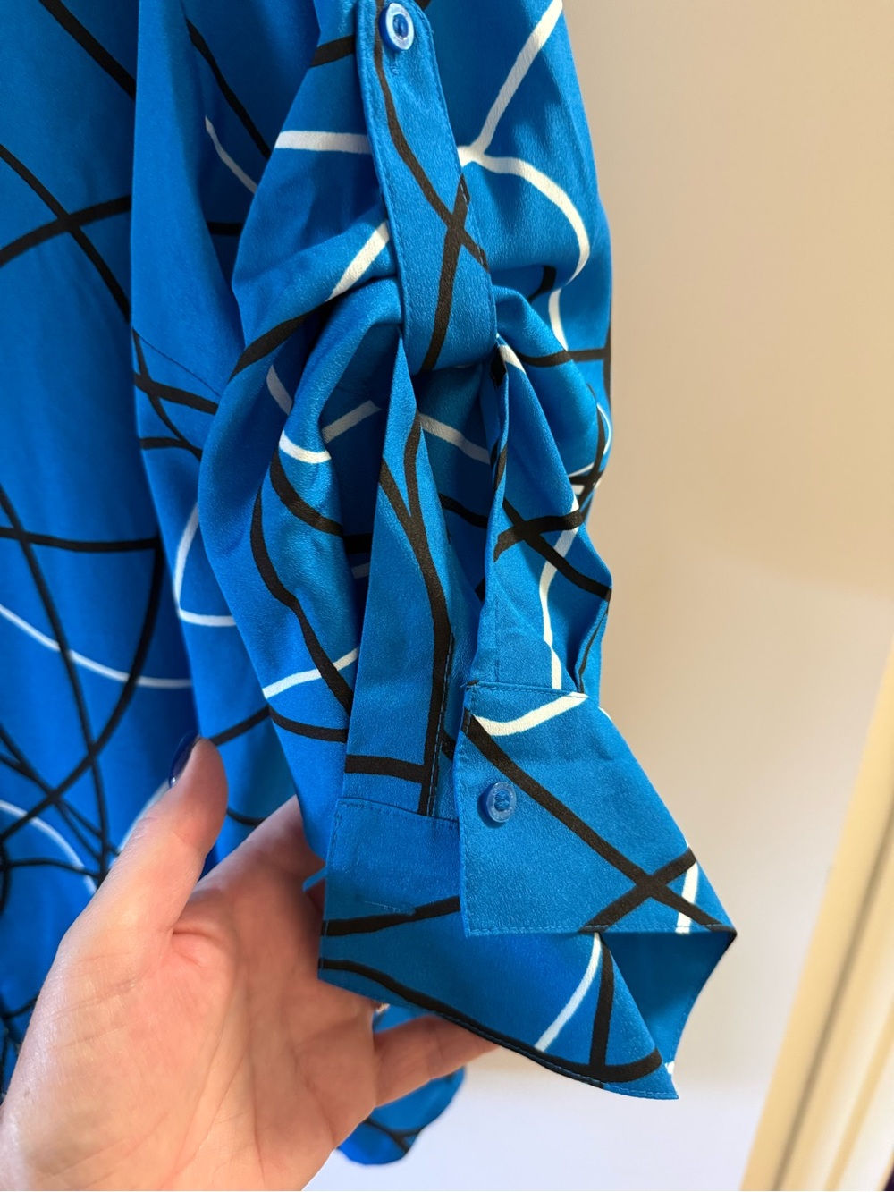Calvin Klein Vibrant Blue Abstract-Print Button Front Shirt - Picture 5 of 7